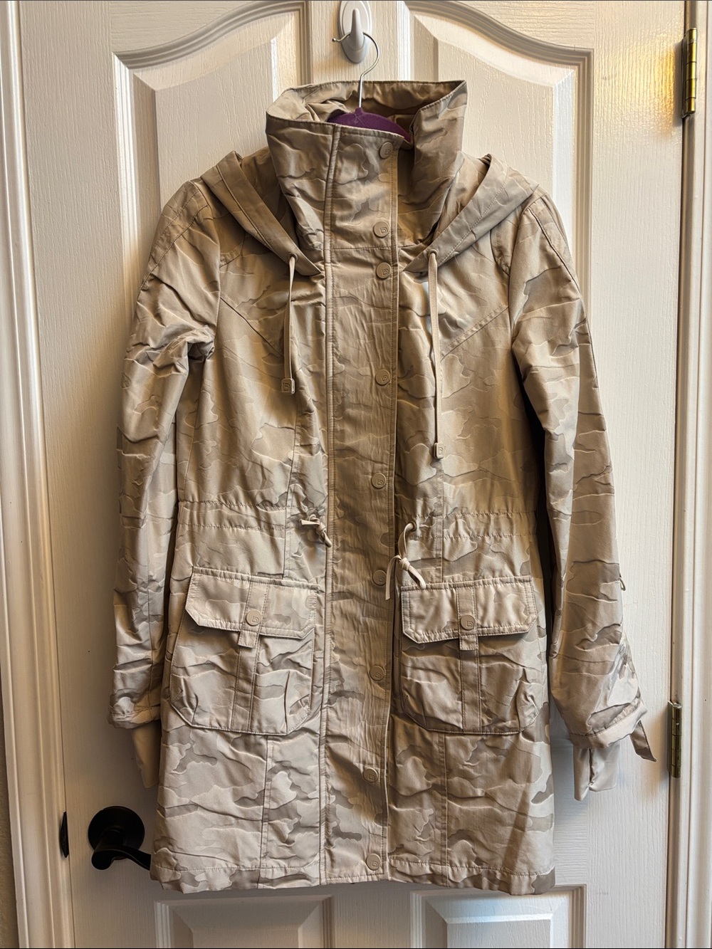 Blanc Noir Camo-Print Anorak Rain Jacket (tan) sz Small excellent condition!!
